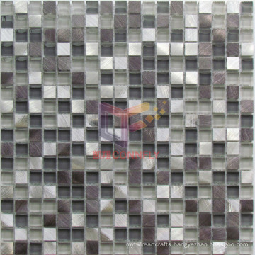 Grey Glass Mix Aluminium Mosaic Tile (CFA71)